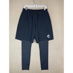 CHARLY Shorts Mens‎ Medium Black 2 in 1 Short Legging Performance Training